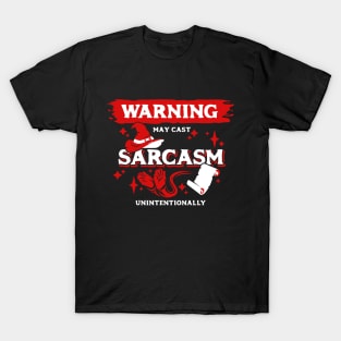 May Cast Sarcasm Unintentionally Light Red Warning Label T-Shirt